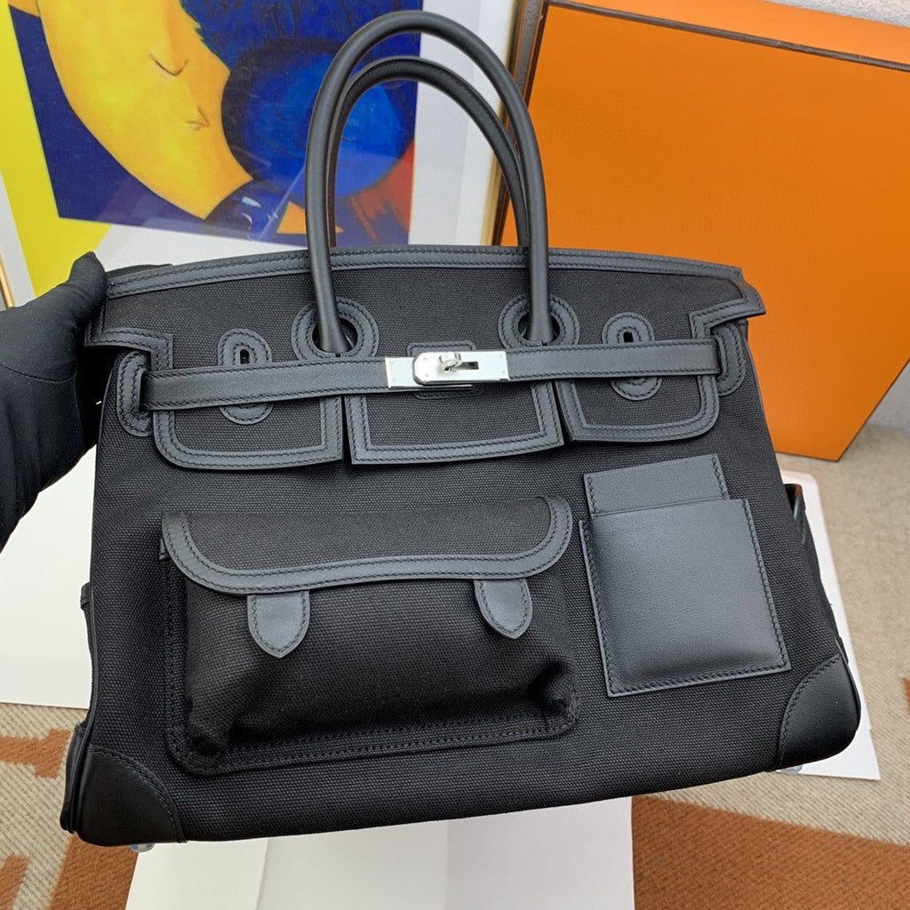 Hermes Birkin Cargo 35 Black, SIlver Toned Hardware Bag For Women, Women’s Handbags, Shoulder Bags 13.8in/35cm
