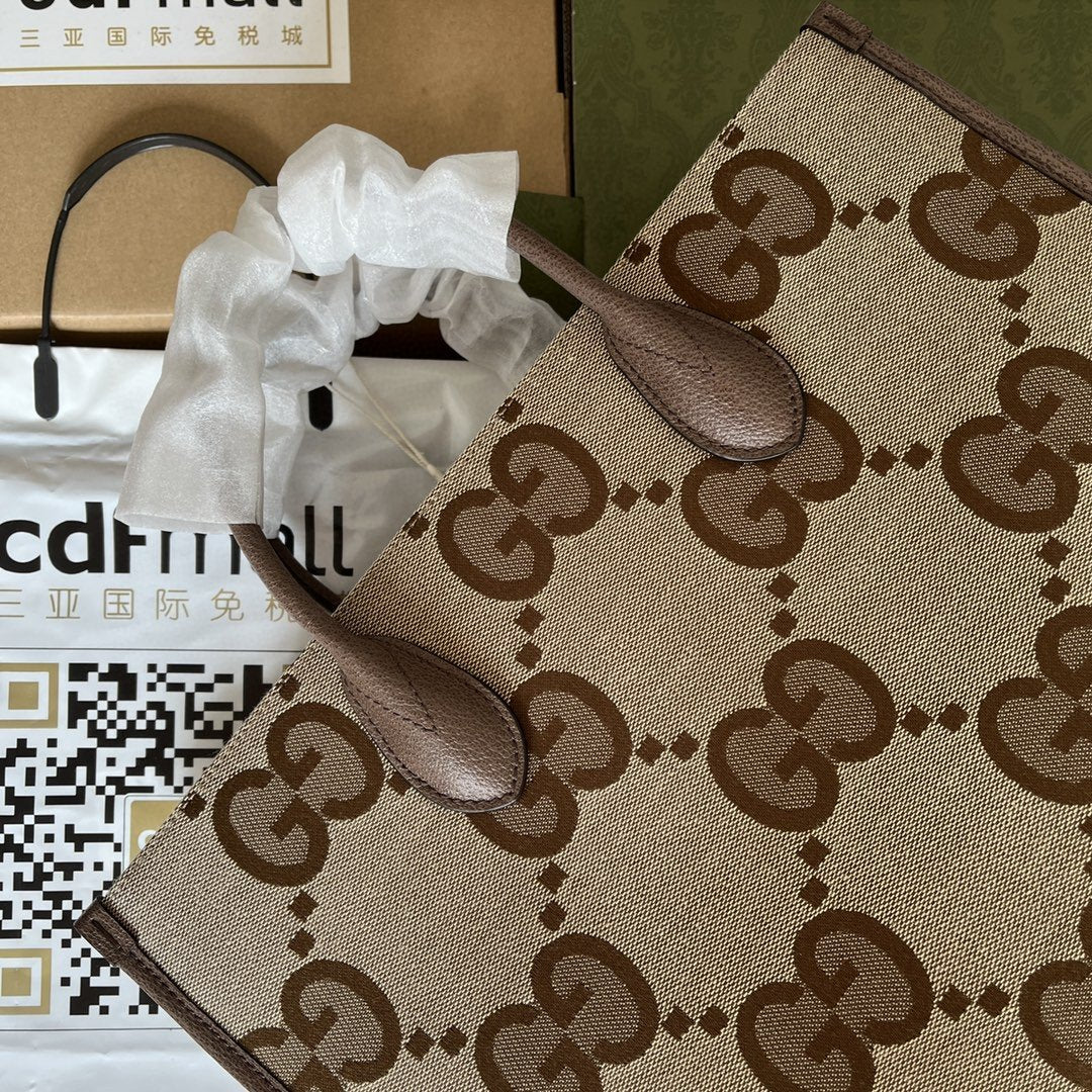 Gucci Tote Bag With Jumbo Camel And Ebony Jumbo GG Canvas For Women 14.6in/37cm ‎