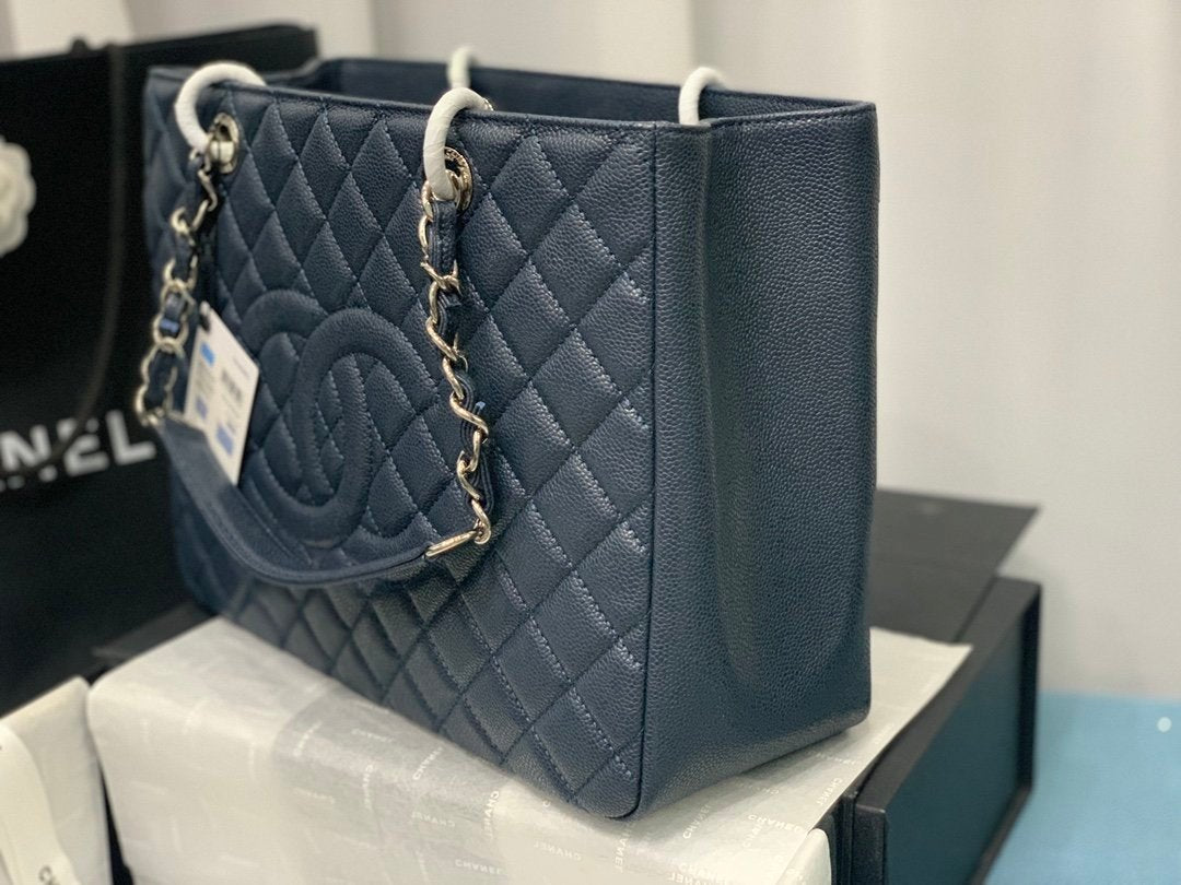 Chanel Tote Bag Spring Collection Silver Hardware 33cm Blue