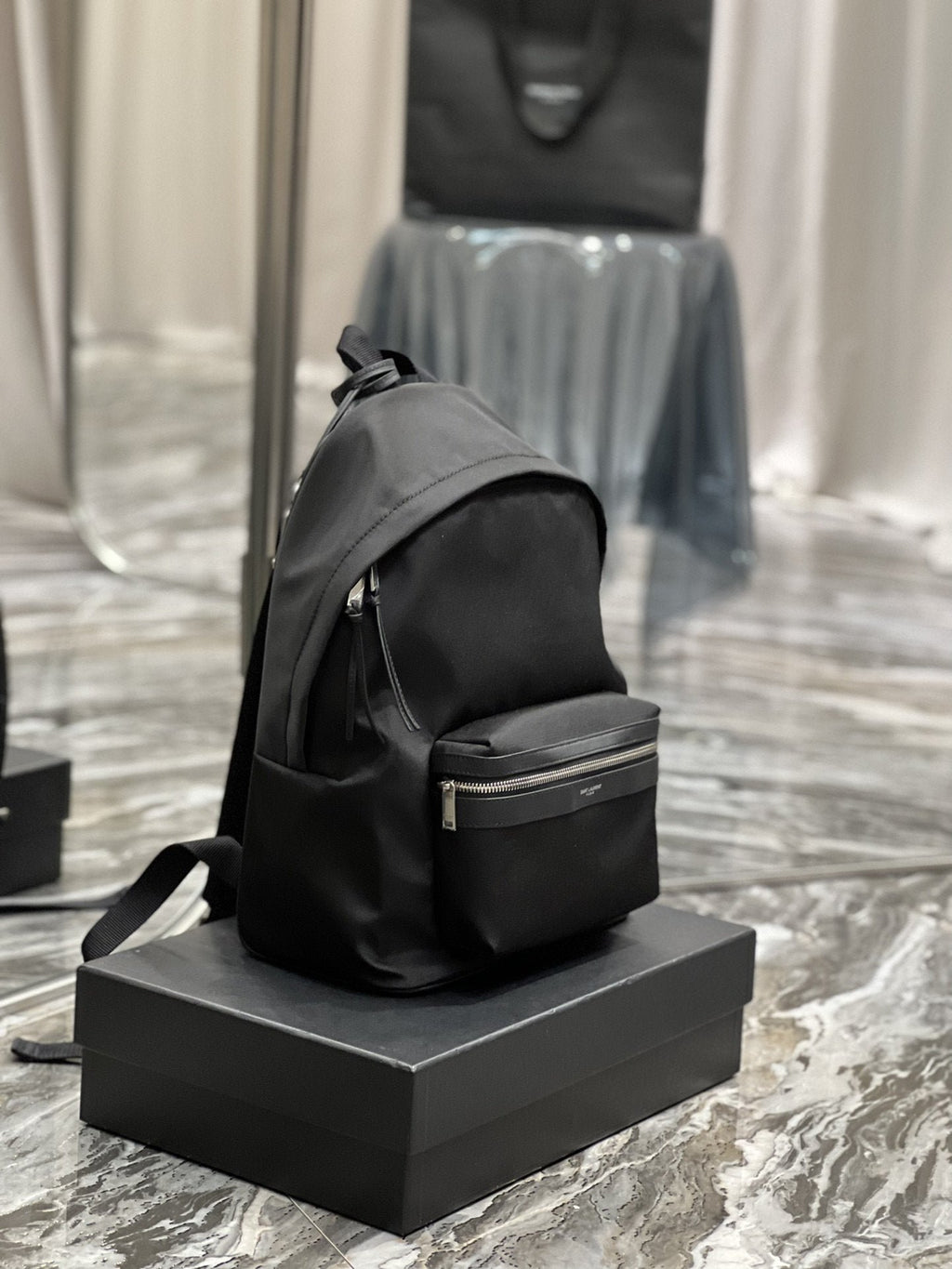Saint Laurent City Backpack In Canvas Unisex 35cm Black