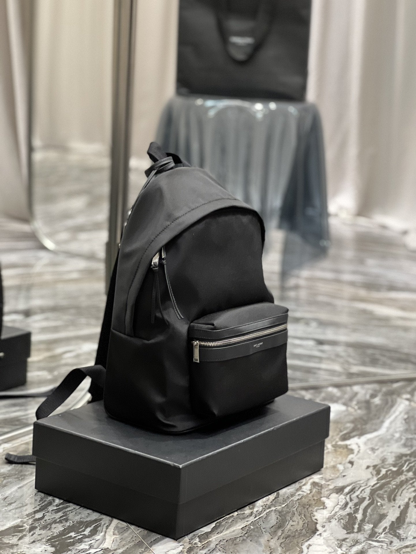 Saint Laurent City Backpack In Canvas Unisex 35cm Black