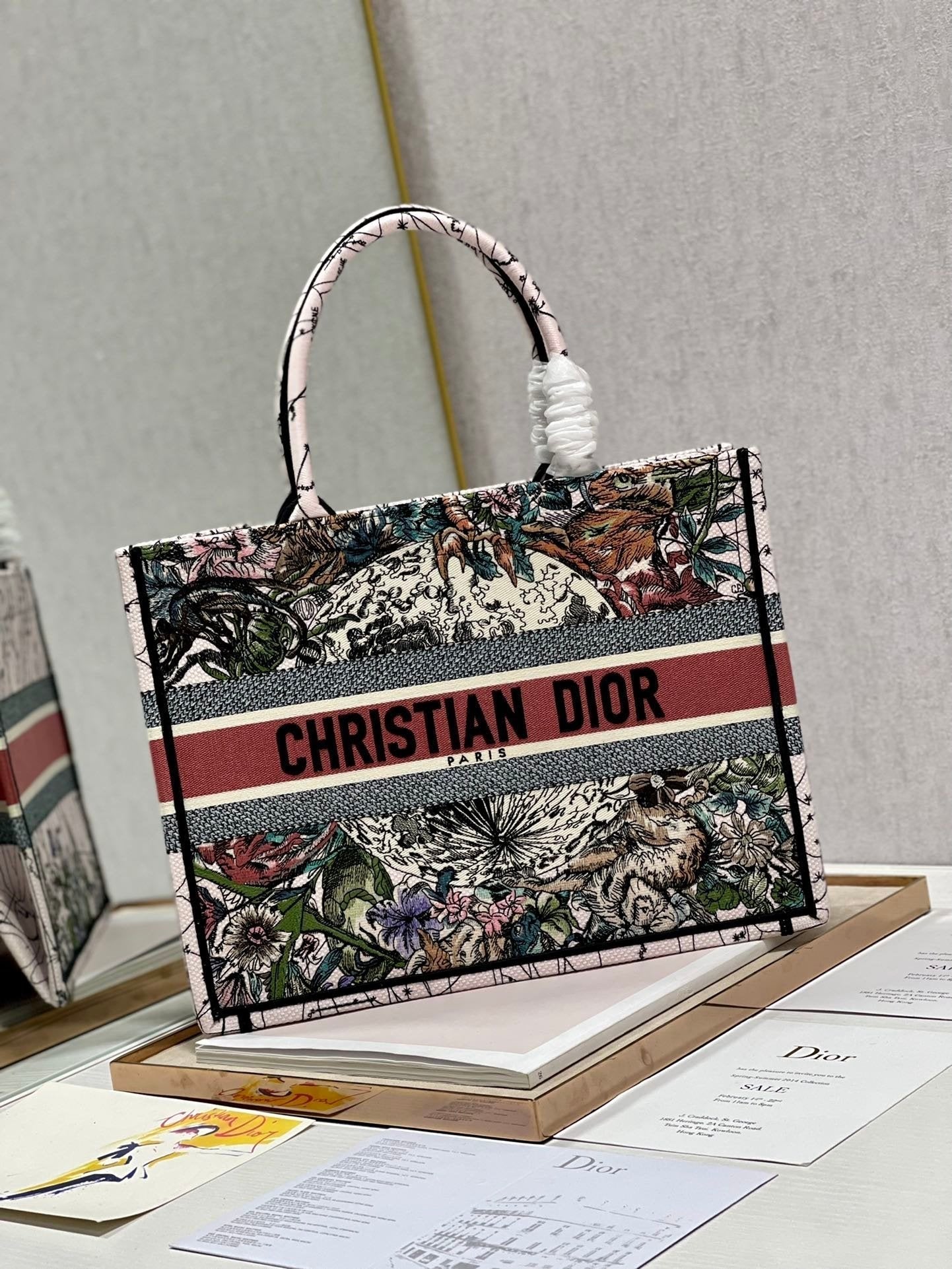 Christina Dior Medium Book Tote Bag 36cm Light Pink
