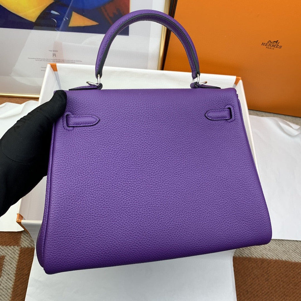 Hermes Kelly 25 Retourne Togo Purple Bag For Women, Women’s Handbags, Shoulder Bags 10in/25cm