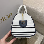 Christian Dior Medium Vibe Zip Bowling Bag 34cm White