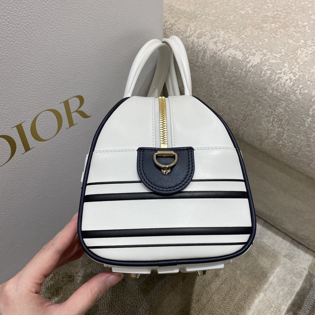 Christian Dior Medium Vibe Zip Bowling Bag 34cm White