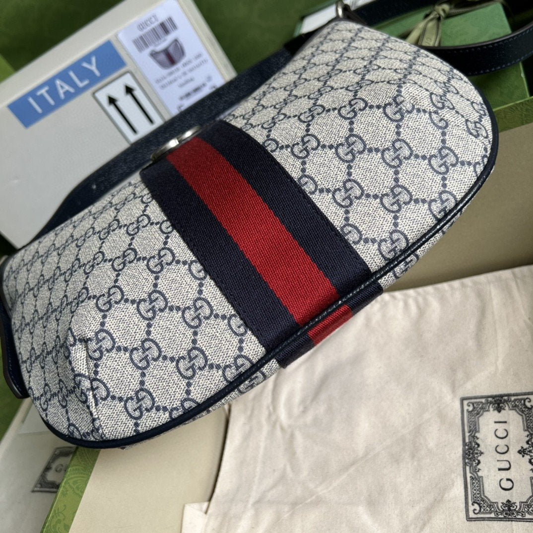 Gucci Ophidia GG Small Shoulder Bag Beige And Blue GG Supreme Canvas For Women 12in/30cm