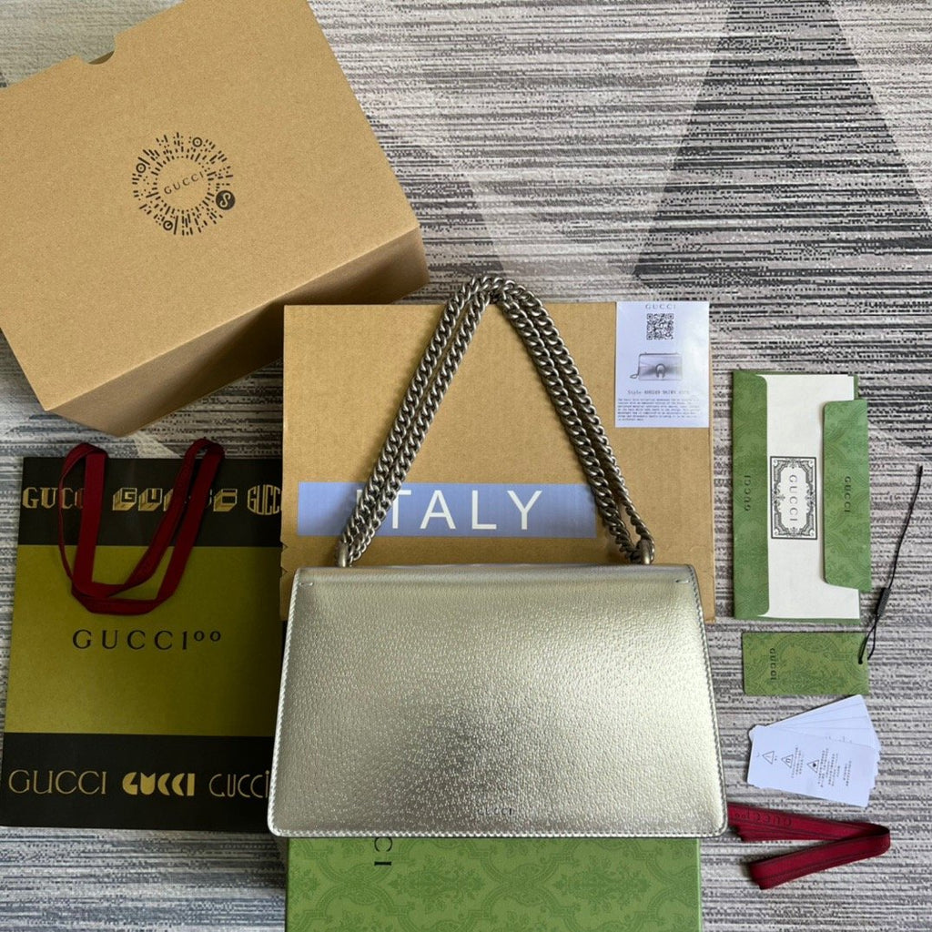 Gucci Dionysus Small Shoulder Bag Silver For Women, Women’s Bags 10in/26cm GG