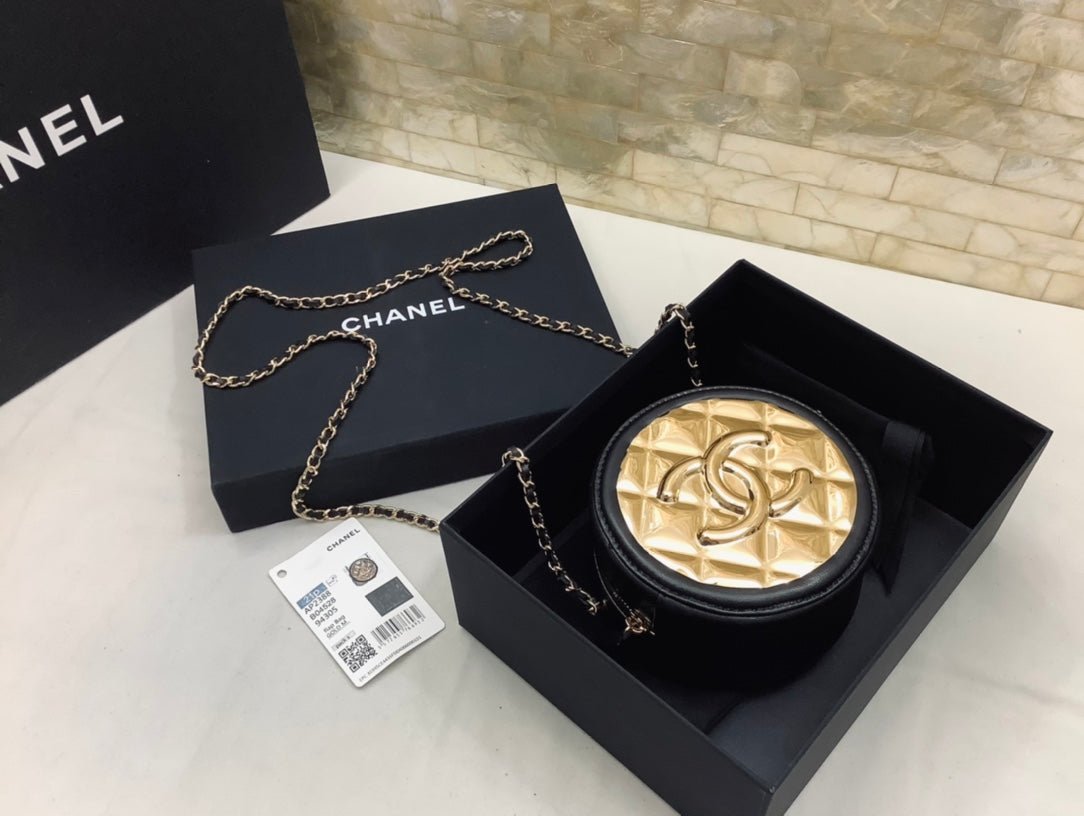 Chanel Round Sling Bag 12cm Gold Toned