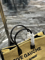 Saint Laurent Rive Gauche Tote Bag In Raffia 48cm