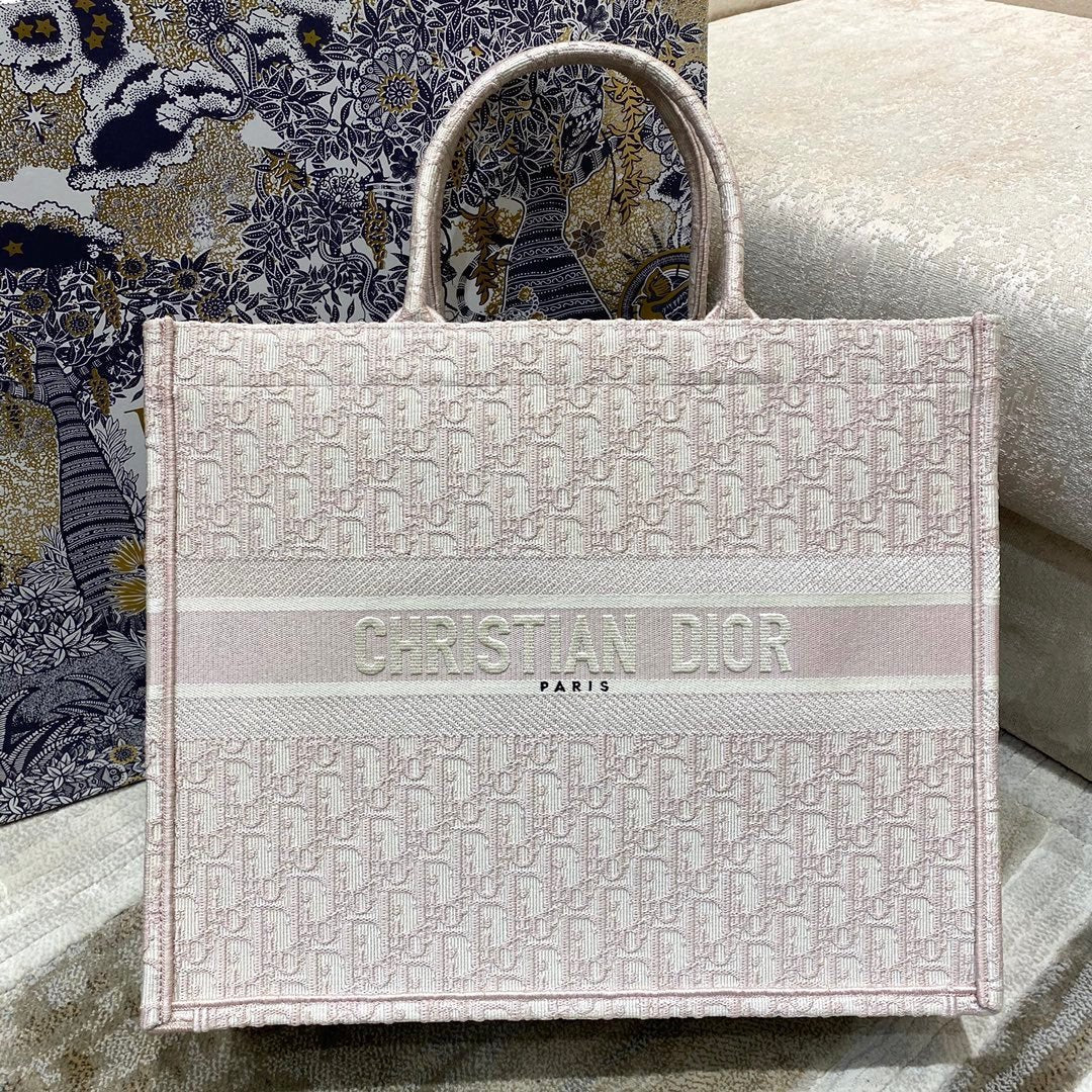 Christina Dior Book Tote Bag 42cm Light Pink