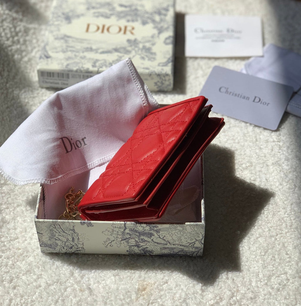 Mini Lady Dior Red Wallet 11cm