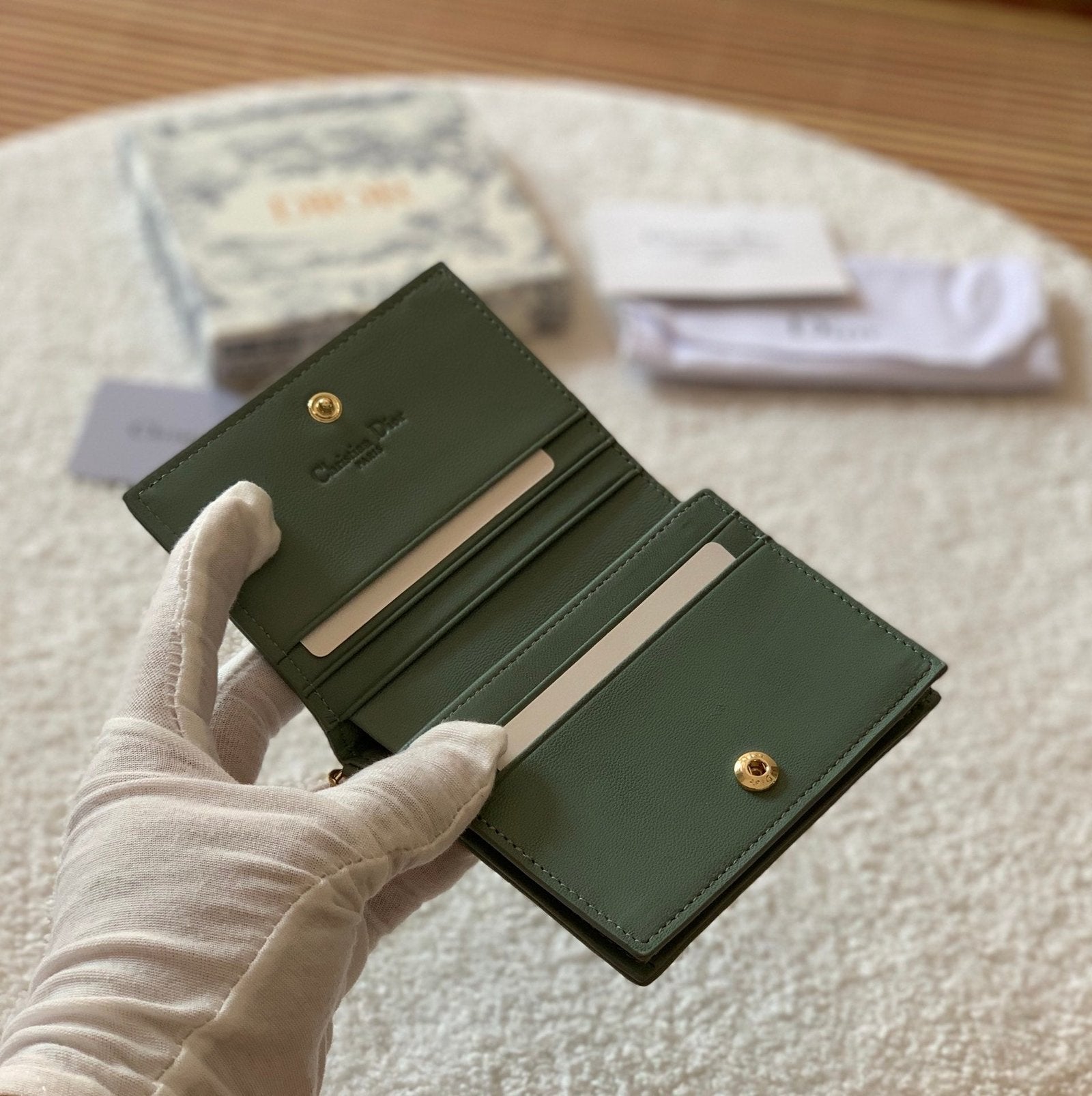 Mini Lady Dior Green Wallet 11cm