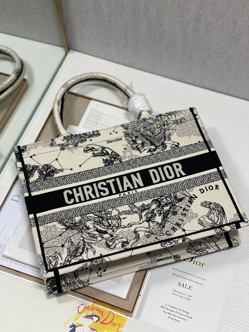 Christina Dior Medium Book Tote Bag 36cm Black/White