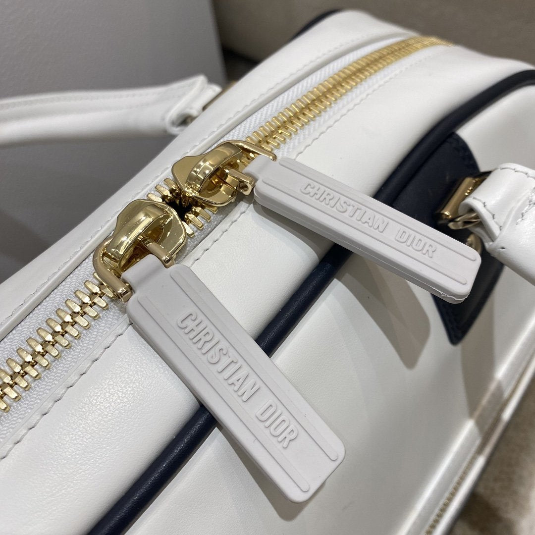 Christian Dior Medium Vibe Zip Bowling Bag 34cm White