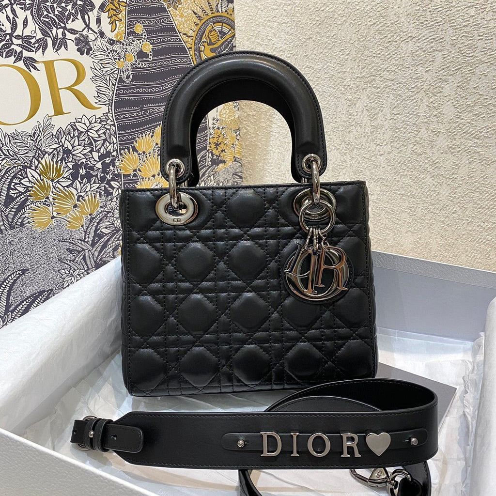 Christian Dior Lady Dior Bag Metal Hardware Spring Collection 20cm Black