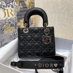 Christian Dior Lady Dior Bag Metal Hardware Spring Collection 20cm Black