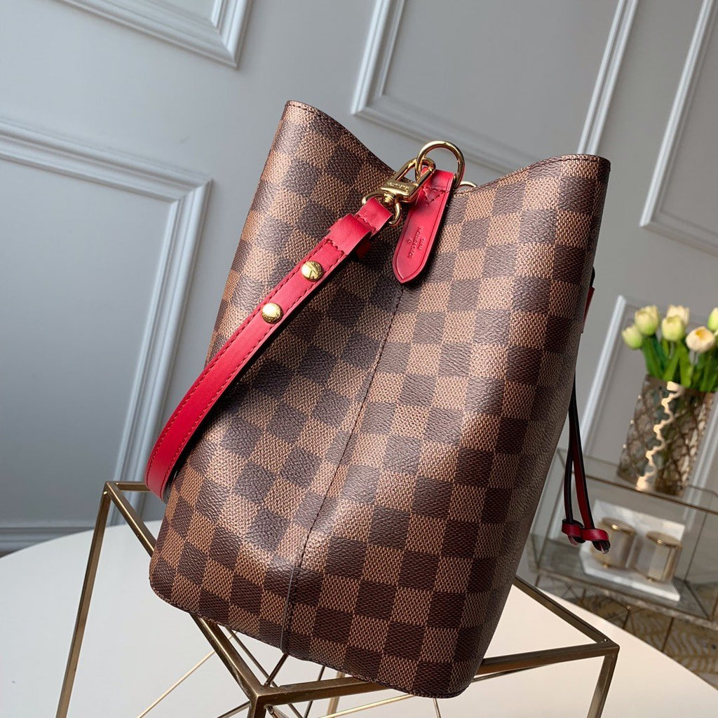 Louis Vuitton NeoNoe Bucket Bag MM Damier Azur Canvas Spring/Summer Collection N50042 Red