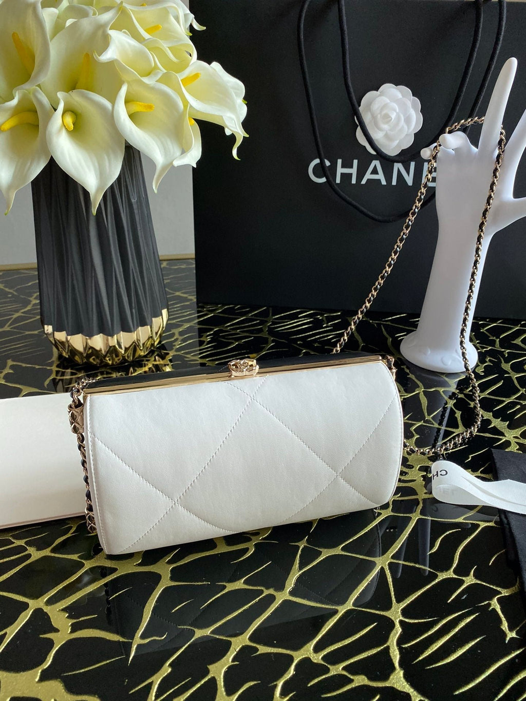 Chanel Mini Evening Bag 22cm Black And White