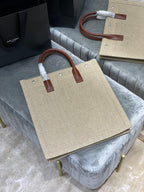 Saint Laurent Rive Gauche North/South Tote Bag In Printed Linen For Women 39cm YSL 632539FAABR9083