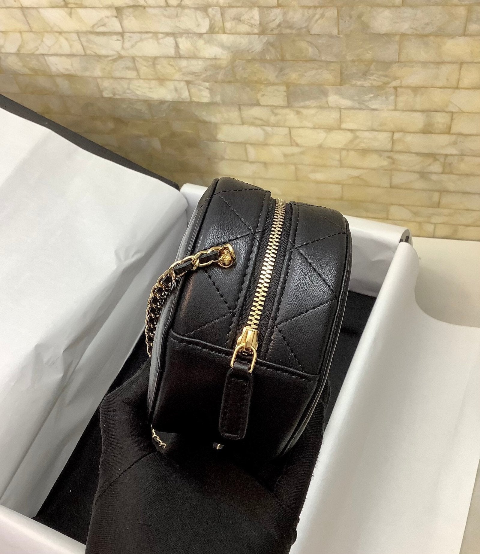 Chanel Round Sling Bag 12cm Gold Toned
