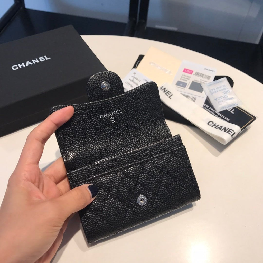 Chanel Co-Co Mini Wallet Silver Hardware 12cm Black