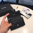 Chanel Co-Co Mini Wallet Silver Hardware 12cm Black