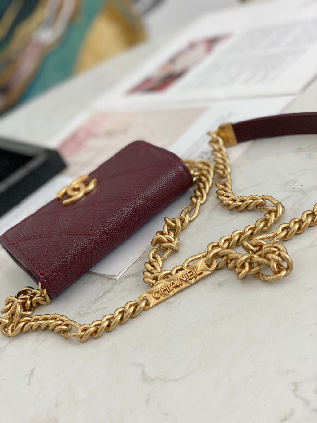 Chanel Flap Bag Mini Gold 12cm Red