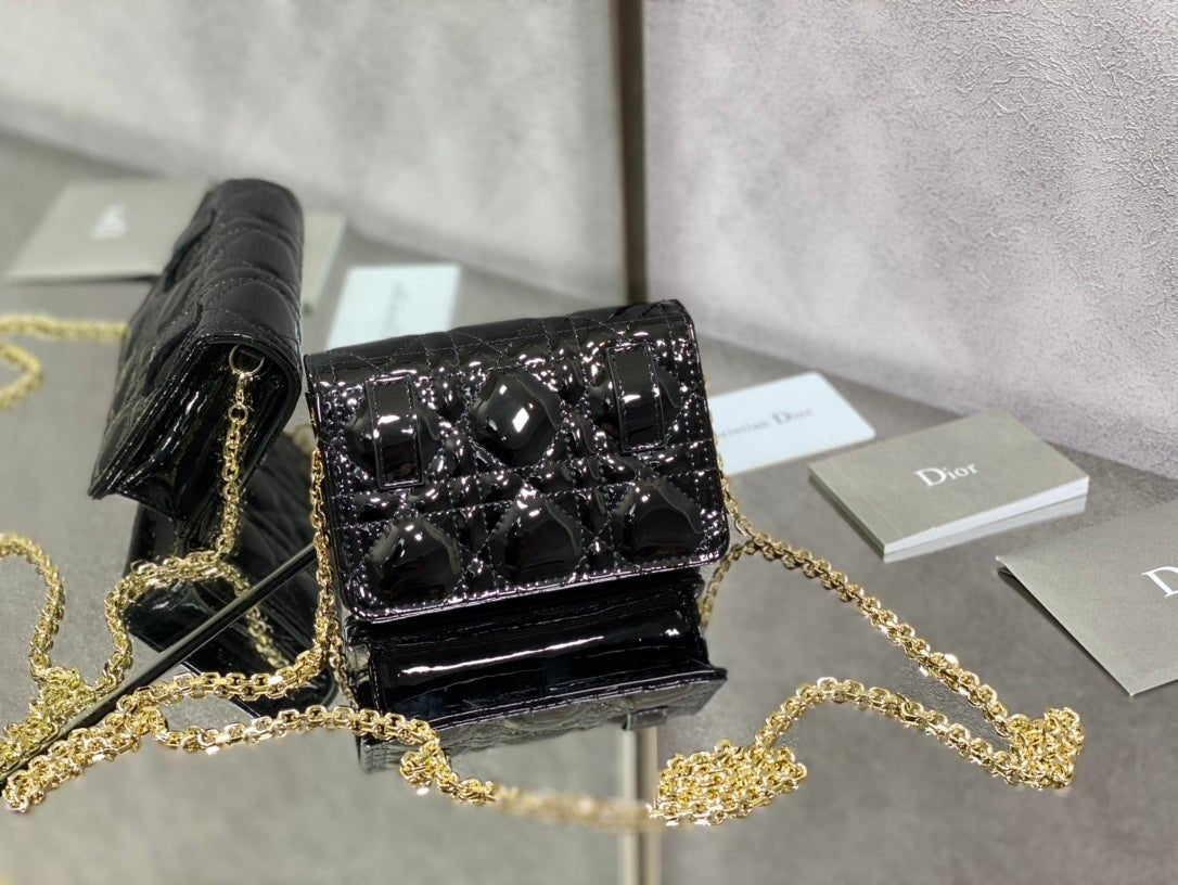 Christian Dior Shine Black Crossbody Bag 14cm