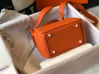 Hermes Lindy Mini Clemence Bag Orange For Women, Women’s Handbags, Shoulder And Crossbody Bags 7.5in/19cm