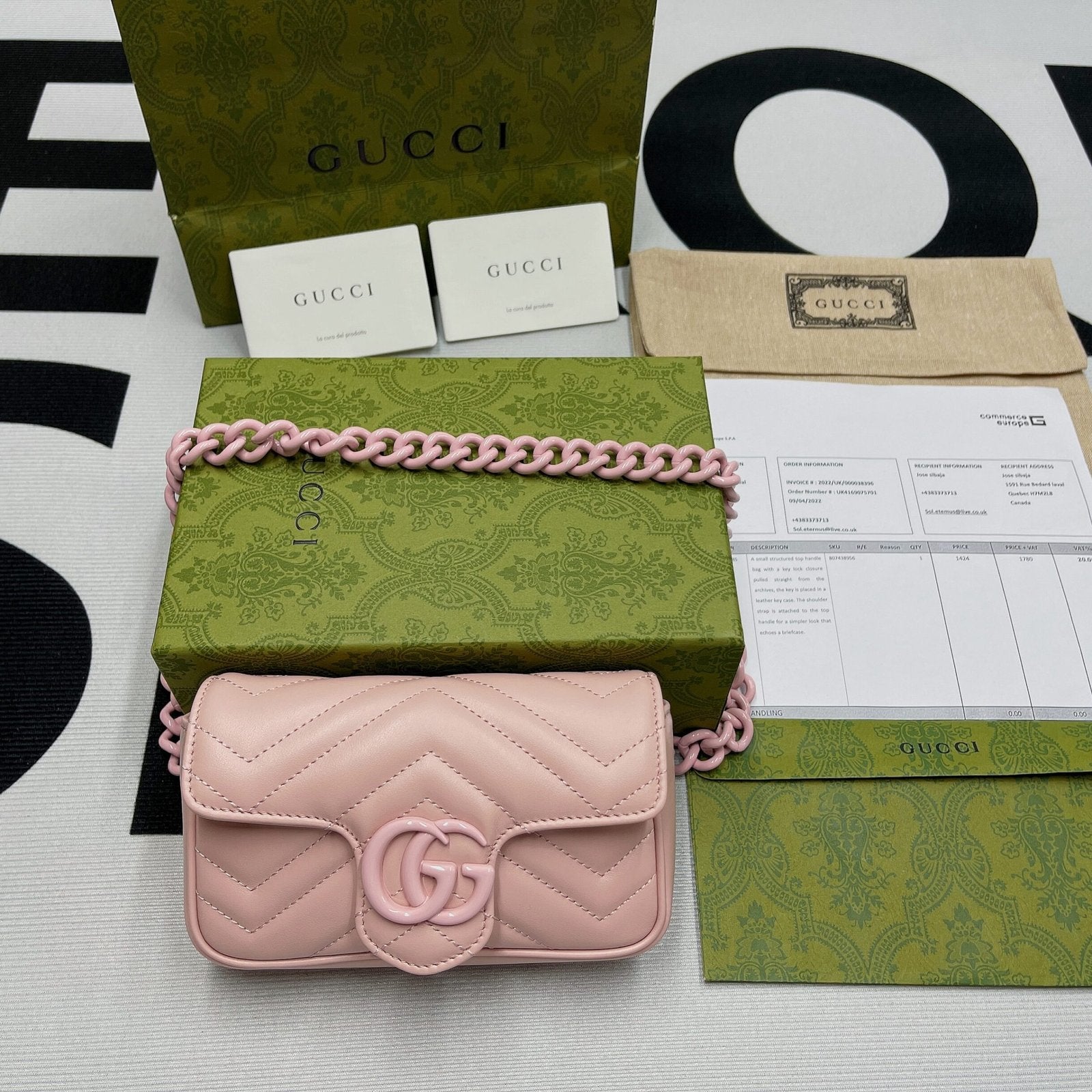 Gucci Marmont Super Mini Bag Pink For Women, Women’s Bags 6.2in/17cm