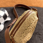 Saint Laurent Sac Rond Bag In Raffia For Women 21cm YSL Brown 685601GAAAA2080
