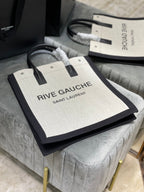 Saint Laurent Rive Gauche North/South Tote Bag In Printed Linen For Women 39cm YSL 632539FAABR9083