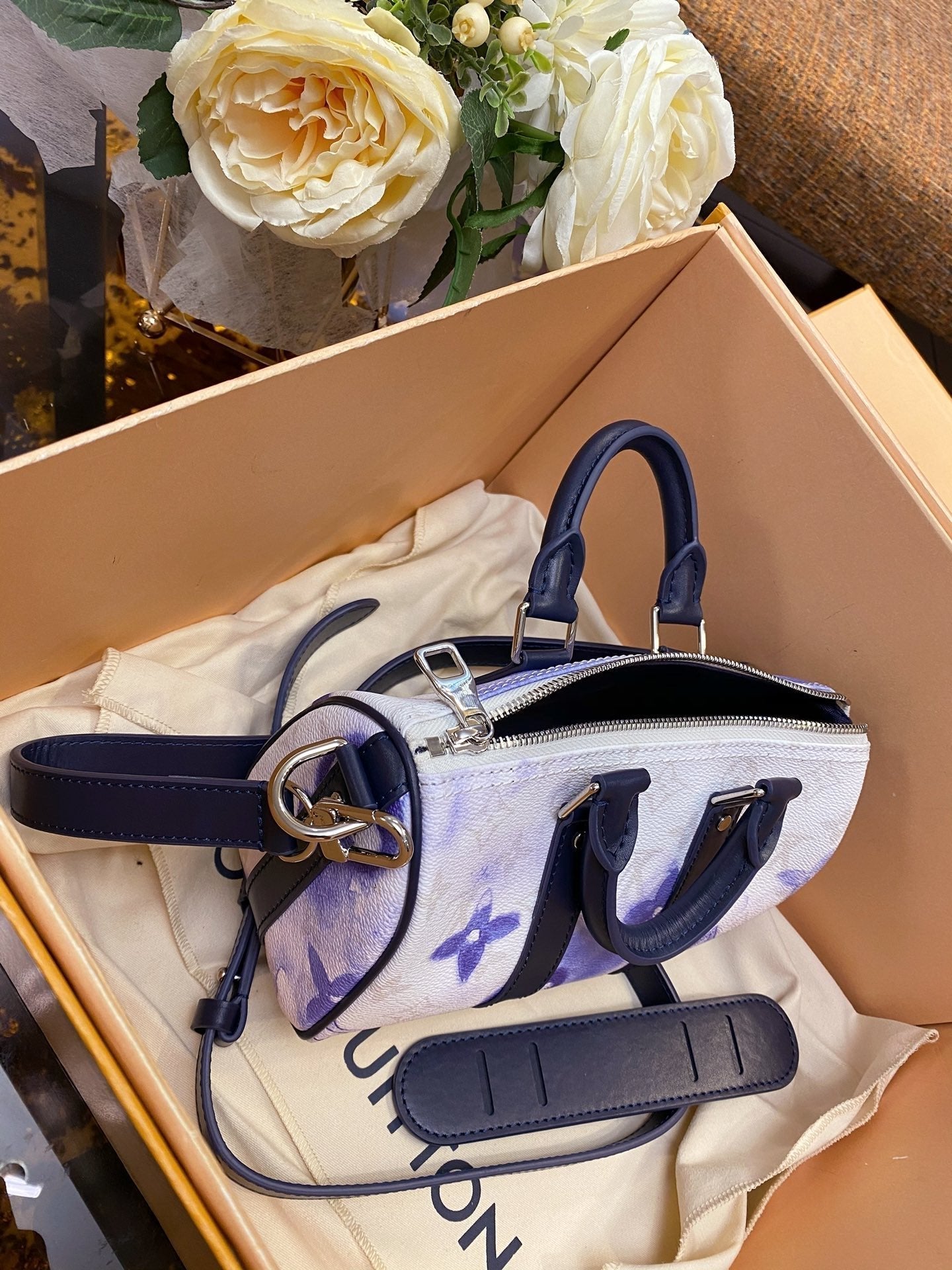 Louis Vuitton Keepall Xs Nano 21cm White-Blue