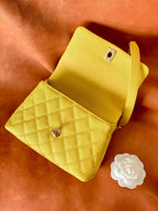 Chanel Flap Bag With Top Handle 19cm Yellow