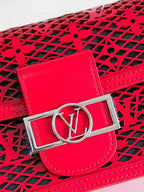 Louis Vuitton Limited Dauphine MM Bags By Nicolas Ghesquière With Monogram Lace Red For Women 25cm
