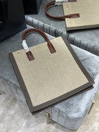 Saint Laurent Rive Gauche North/South Tote Bag In Printed Linen For Women 39cm YSL 632539FAABR9083