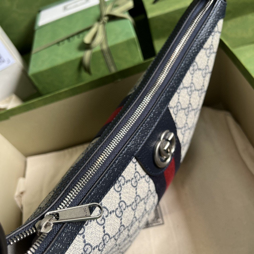 Gucci Ophidia GG Small Shoulder Bag Beige And Blue GG Supreme Canvas For Women 12in/30cm