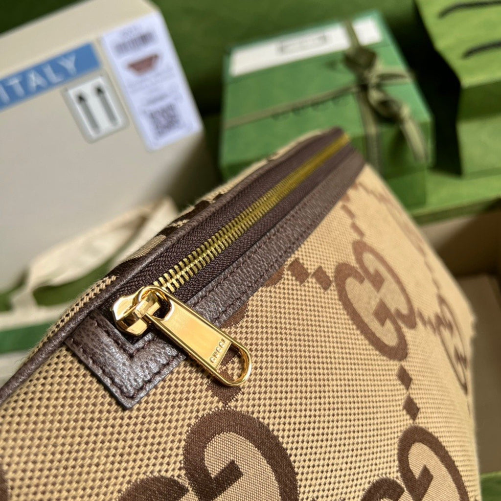 Gucci Jumbo GG Belt Bag Camel And Ebony Jumbo GG Canvas For Women 15.3in/39cm