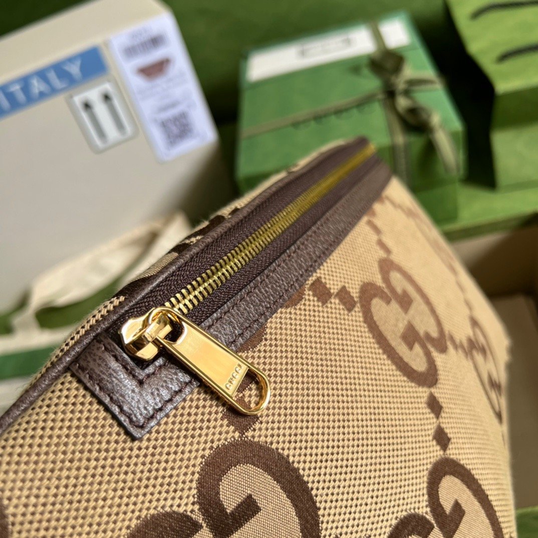 Gucci Jumbo GG Belt Bag Camel And Ebony Jumbo GG Canvas For Women 15.3in/39cm