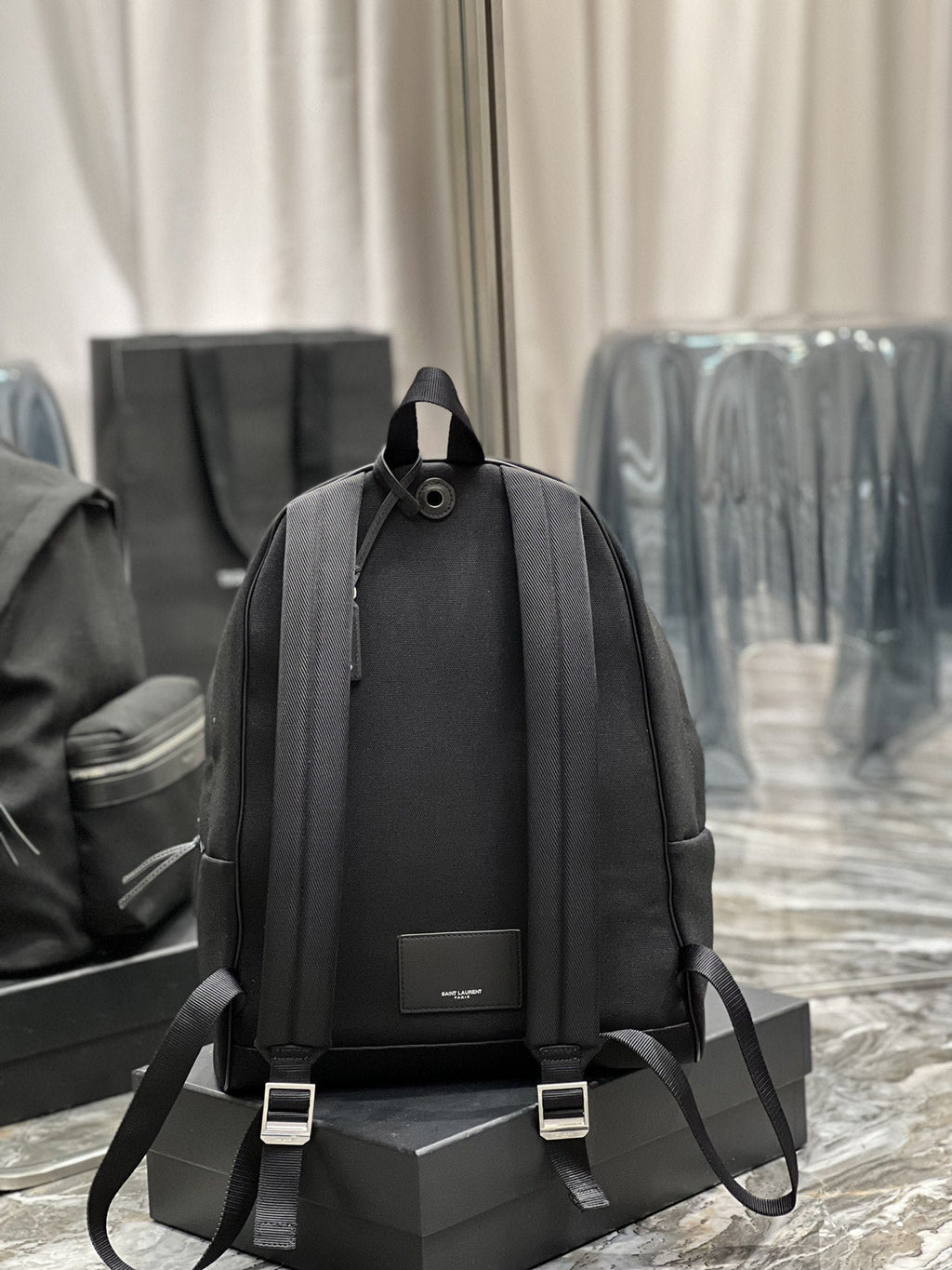 Saint Laurent City Backpack In Canvas Unisex 38cm Black