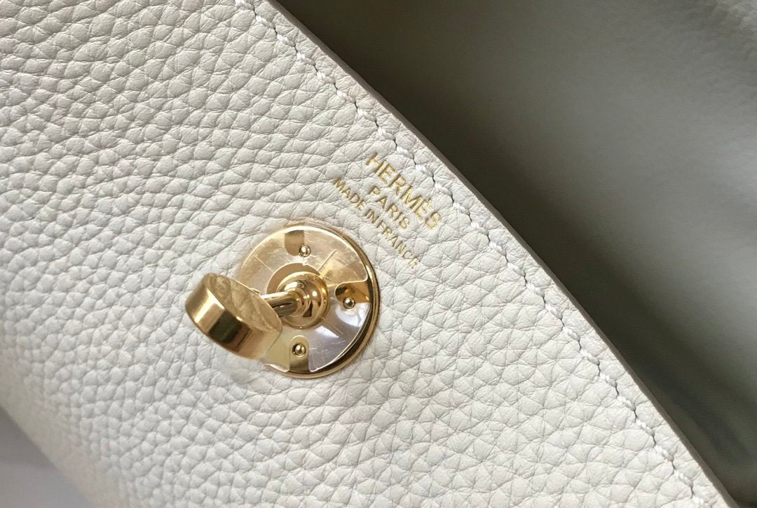 Hermes Lindy Mini White Togo Bag With Gold Hardware For Women, Women’s Handbags, Shoulder And Crossbody Bags 7.5in/19cm