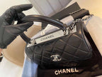 Chanel Classic Flap Bag Silver Hardware 25cm Black