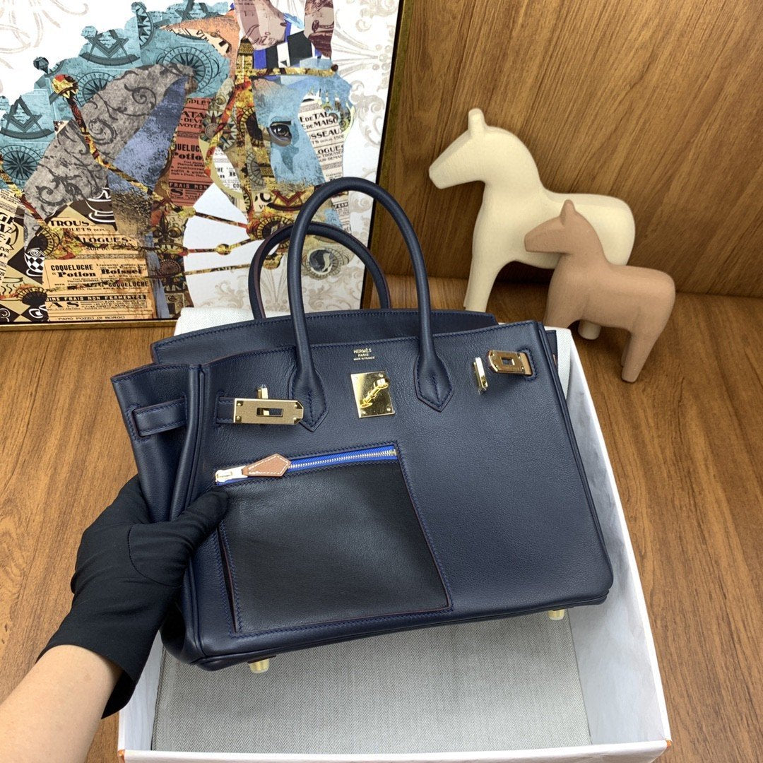 Hermes Birkin Colormatic Bag 30 Navy Blue, Gold Toned Hardware Bag For Women, Women’s Handbags, Shoulder Bags 11.8in/30cm