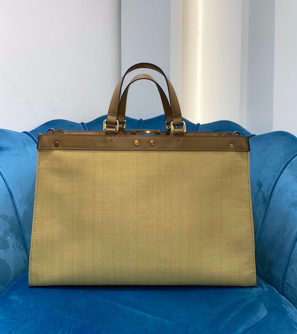 Fendi Logo Shopper Tote Bag Brown