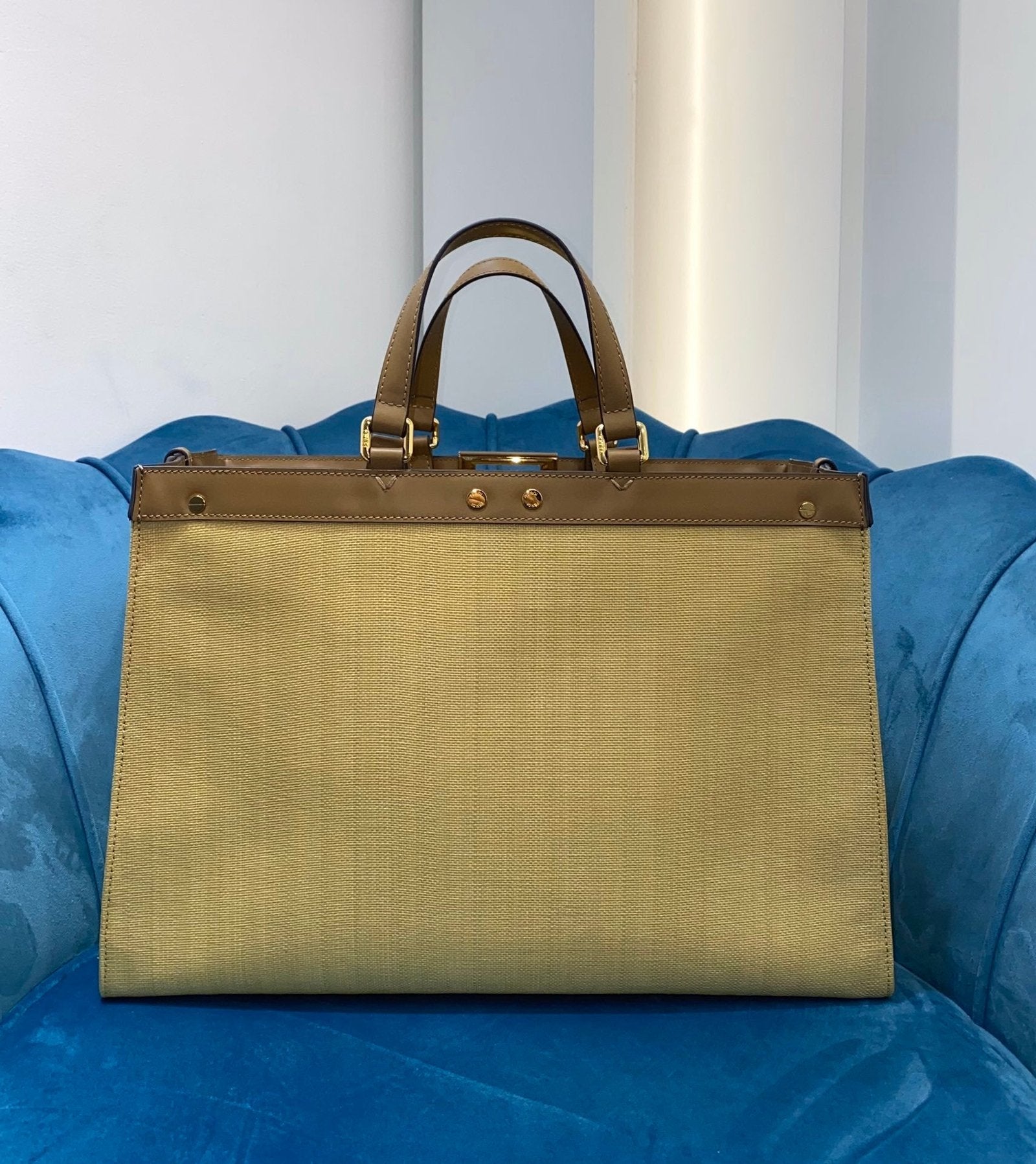 Fendi Logo Shopper Tote Bag Brown