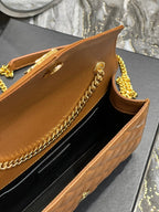 Saint Laurent Small Bag In Mix Matelasse 21cm Brown
