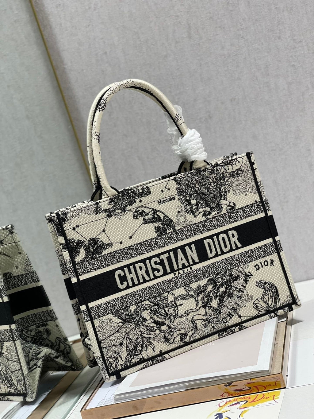 Christina Dior Medium Book Tote Bag 36cm Black/White