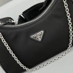 Prada System Nappa Patchwork Shoulder Bag Black For Women, Women’s Bags 9.4in/24cm