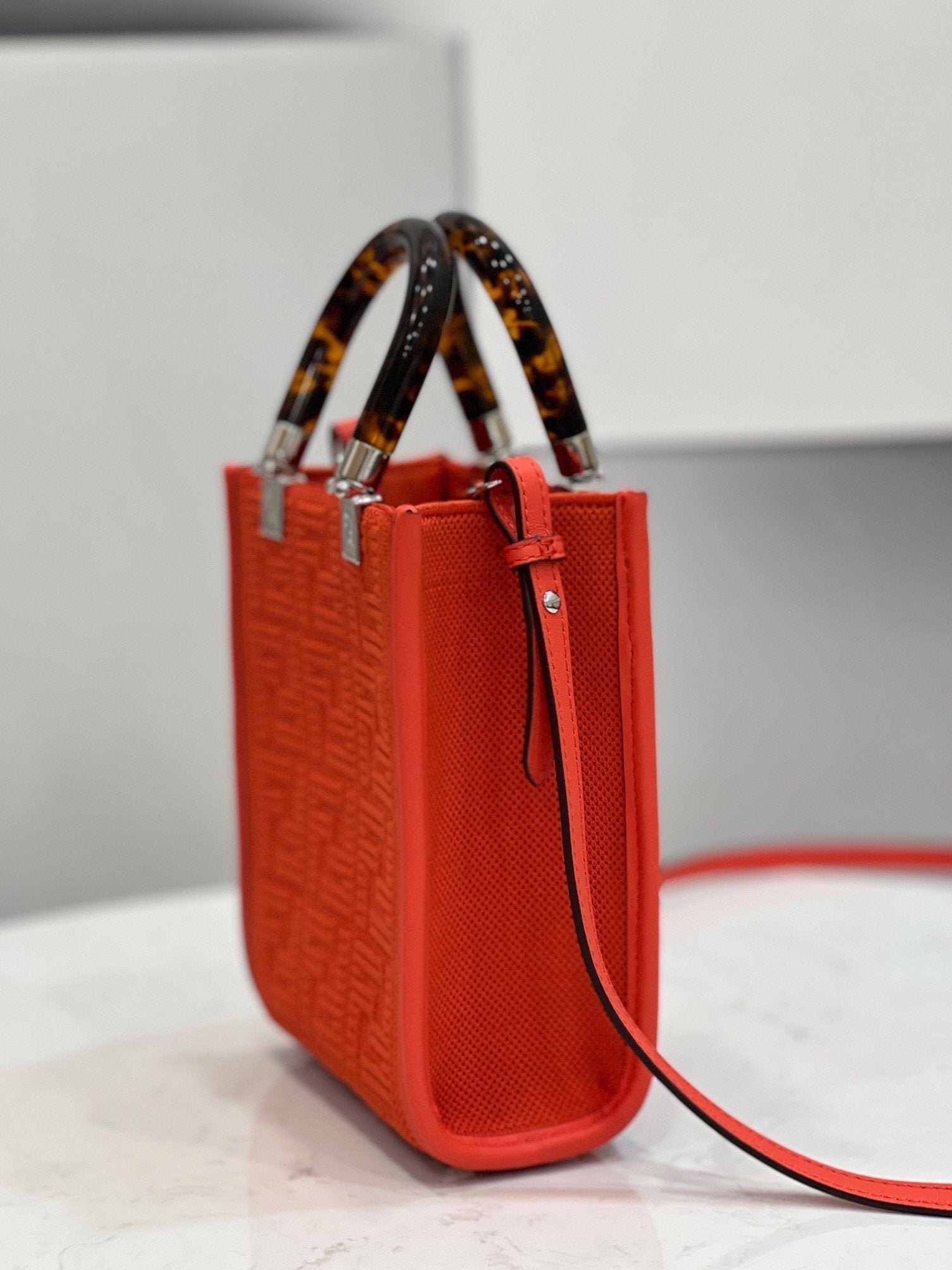 Fendi Mini Sunshine Shopper 18cm Red