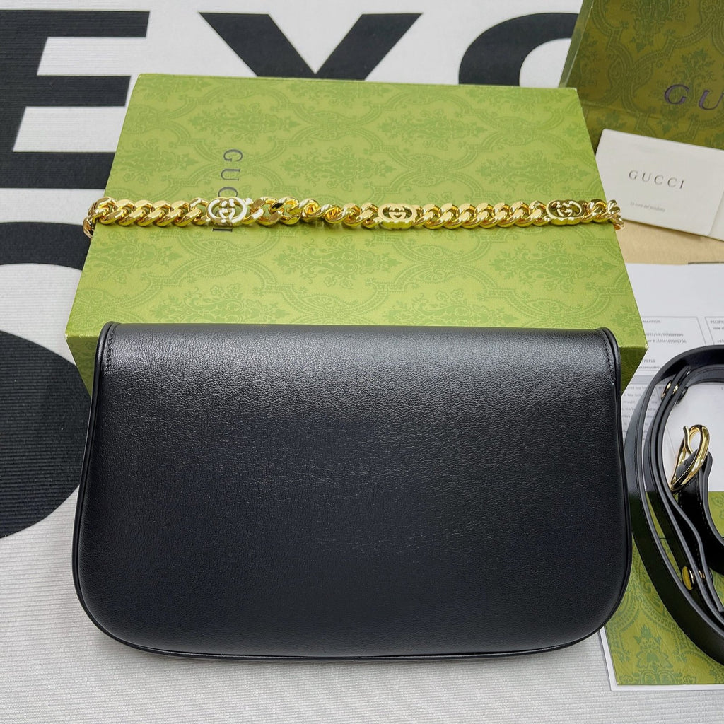 Gucci Blondie Shoulder Bag Black For Women, Women’s Bags 11in/28cm GG‎